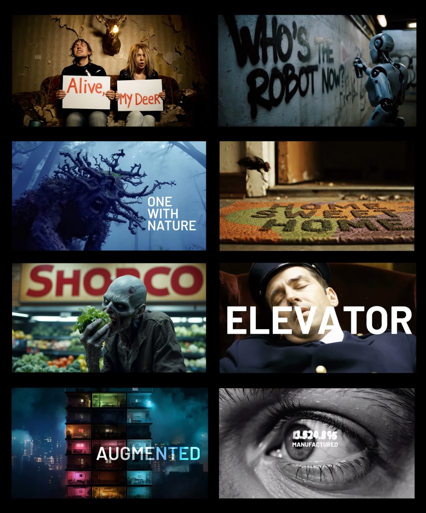 Stills of AI-generated short films and music videos Oliver Roeger
